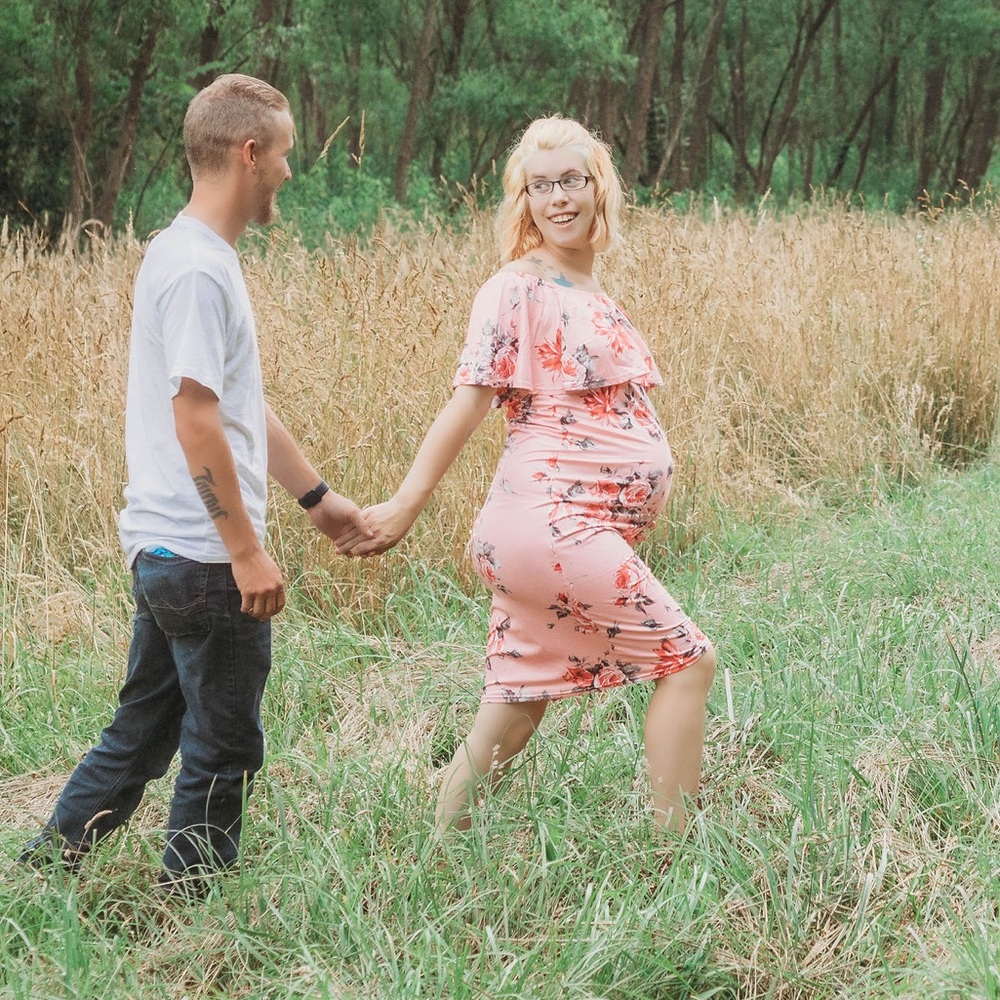 Pink Floral Maternity Dress